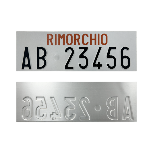 Targa Rimorchio Catarifrangente, con Caratteri in Rilievo Punzonati dal 1995 al 2013 con sigla di provincia